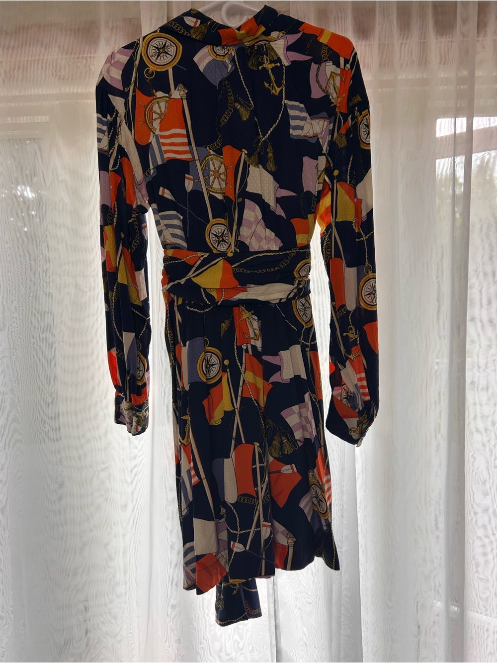 Maeve Navy Long-Sleeve Nautical Flag Print Dress